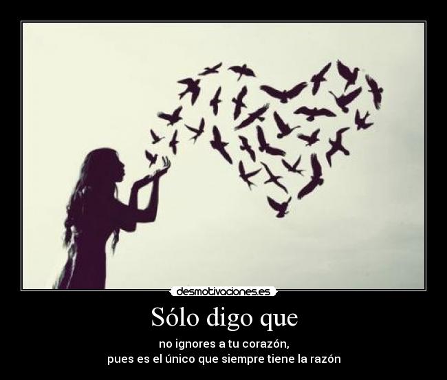 Sólo digo que - no ignores a tu corazón,
pues es el único que siempre tiene la razón