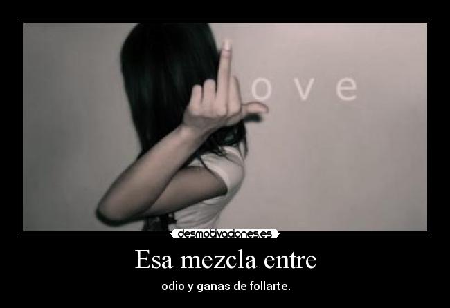 Esa mezcla entre - odio y ganas de follarte.