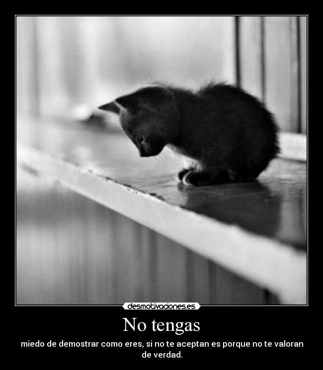 No tengas - miedo de demostrar como eres, si no te aceptan es porque no te valoran de verdad.