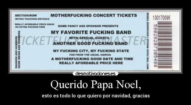 Querido Papa Noel, - esto es todo lo que quiero por navidad, gracias