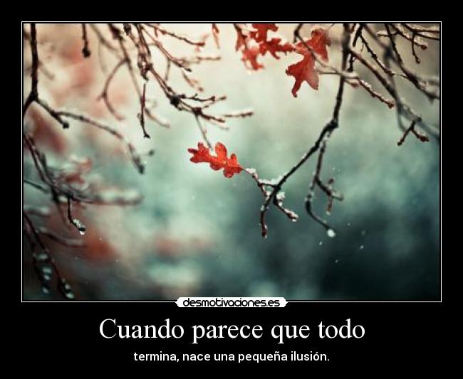 Cuando parece que todo - termina, nace una pequeña ilusión.