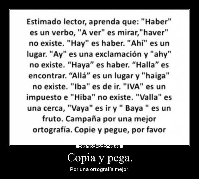 Copia y pega. - Por una ortografía mejor.