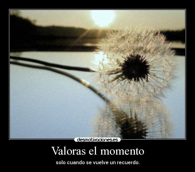 Valoras el momento - solo cuando se vuelve un recuerdo.