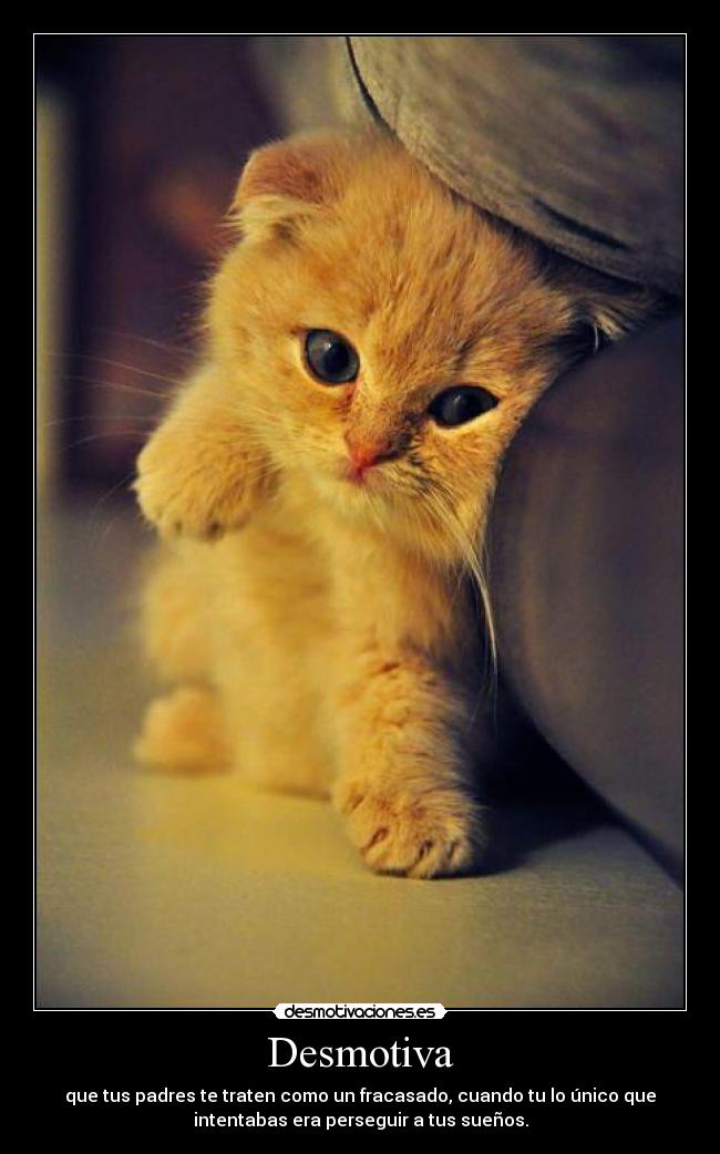 Desmotiva - que tus padres te traten como un fracasado, cuando tu lo único que
intentabas era perseguir a tus sueños.