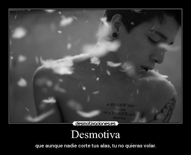 Desmotiva - que aunque nadie corte tus alas, tu no quieras volar.