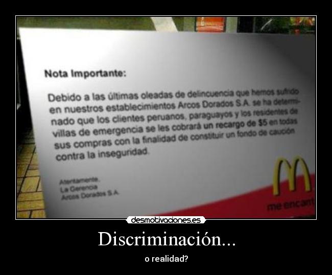 Discriminación... - o realidad?