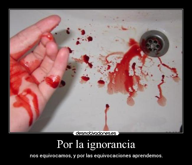 Por la ignorancia - nos equivocamos, y por las equivocaciones aprendemos.