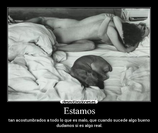 Estamos - tan acostumbrados a todo lo que es malo, que cuando sucede algo bueno
dudamos si es algo real.