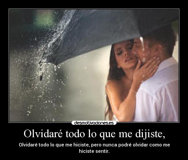 Olvidaré todo lo que me dijiste, - Olvidaré todo lo que me hiciste, pero nunca podré olvidar como me hiciste sentir.