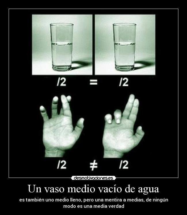 Un vaso medio vacío de agua -