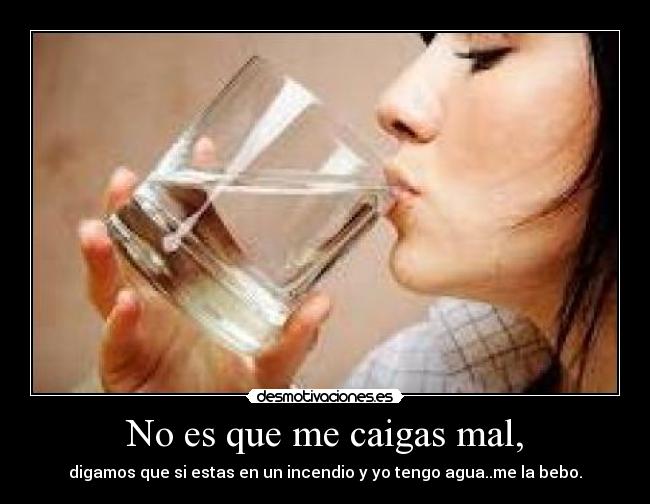 No es que me caigas mal, - digamos que si estas en un incendio y yo tengo agua..me la bebo.