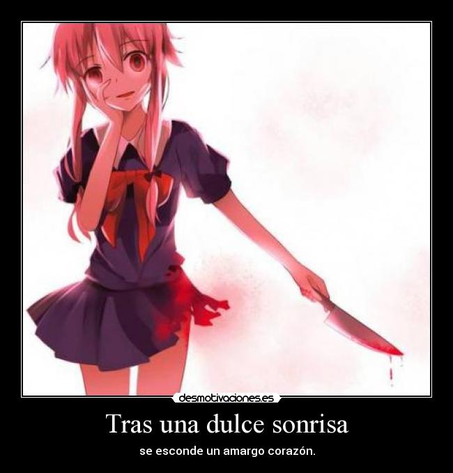 carteles sonrisa mirai nikki yuno desmotivaciones