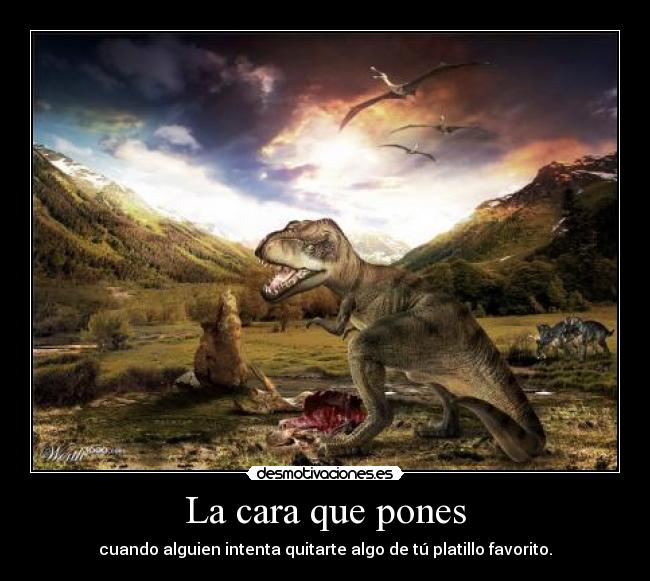 La cara que pones - cuando alguien intenta quitarte algo de tú platillo favorito.