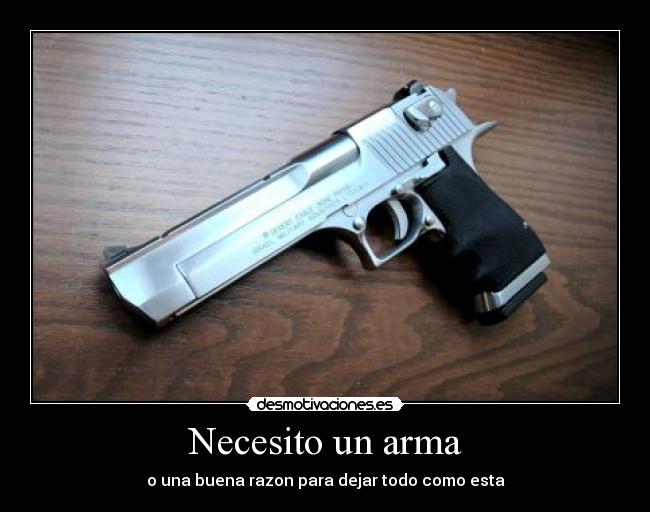 Necesito un arma - o una buena razon para dejar todo como esta