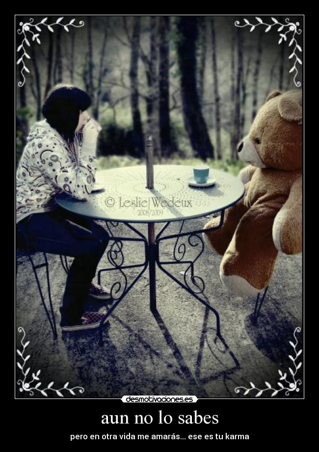 aun no lo sabes - pero en otra vida me amarás... ese es tu karma