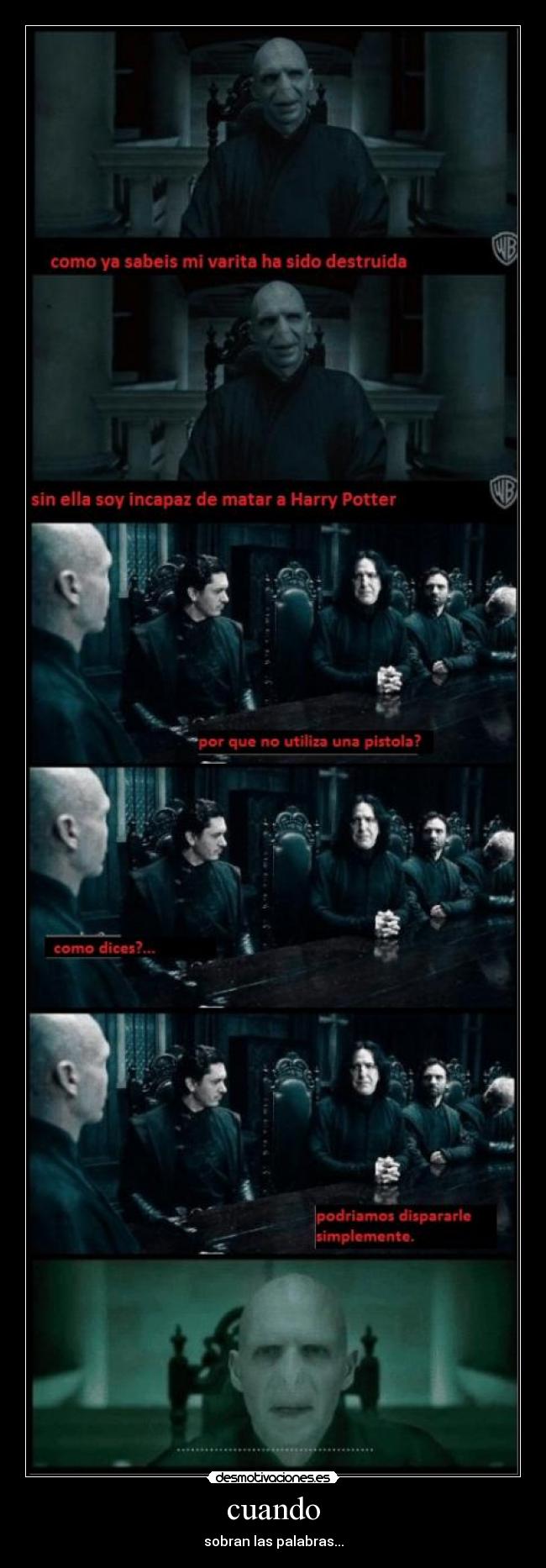 carteles voldemort varita harry potter pistola snape matar desmotivaciones