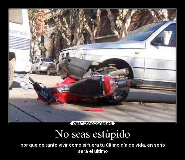 No seas estúpido - por que de tanto vivir como si fuera tu último día de vida, en serio será el último