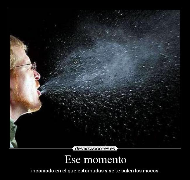 Ese momento - incomodo en el que estornudas y se te salen los mocos.