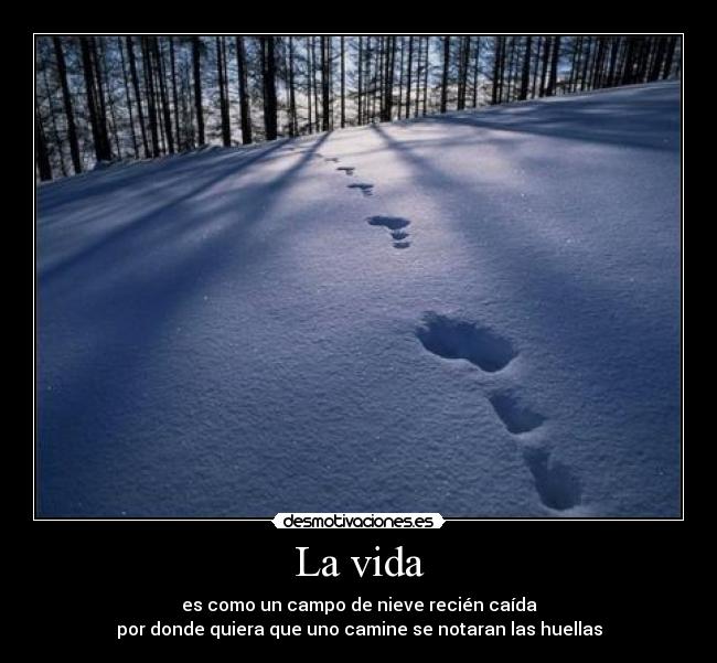 La vida - es como un campo de nieve recién caída
por donde quiera que uno camine se notaran las huellas