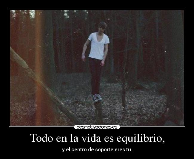 Todo en la vida es equilibrio, - y el centro de soporte eres tú.