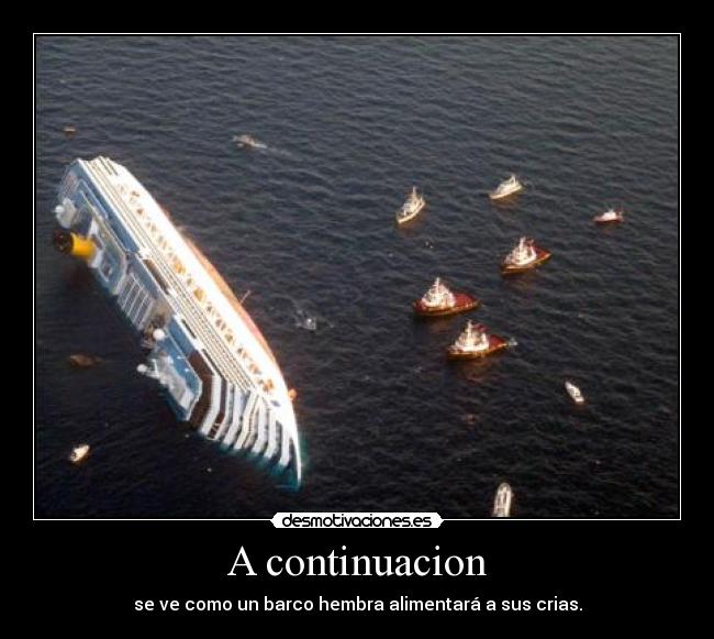 A continuacion - se ve como un barco hembra alimentará a sus crias.