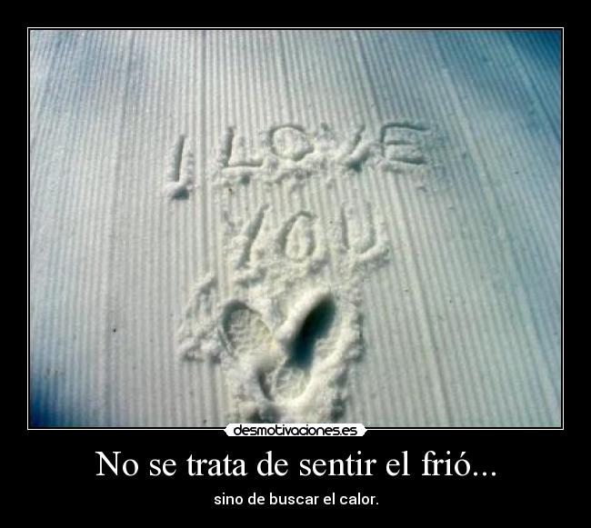 No se trata de sentir el frió... - sino de buscar el calor.