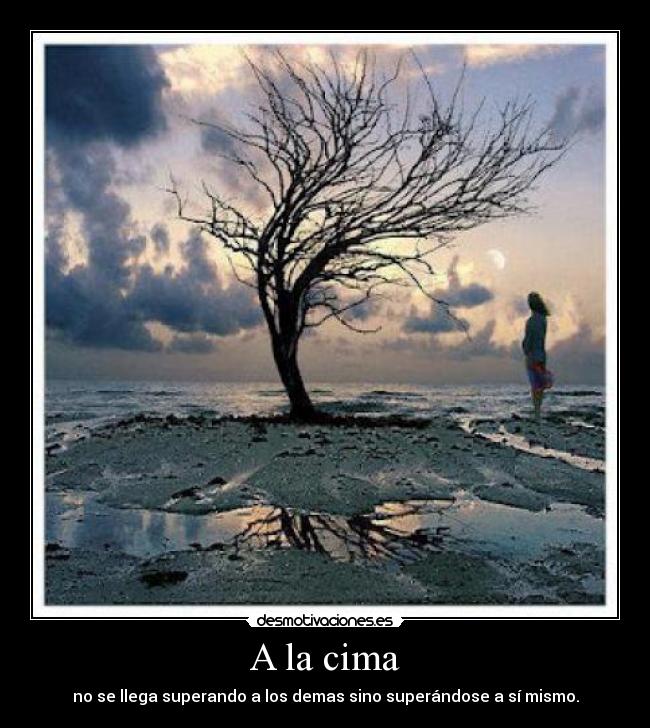 A la cima - no se llega superando a los demas sino superándose a sí mismo.