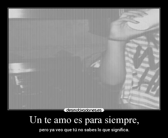 Un te amo es para siempre, - pero ya veo que tú no sabes lo que significa.