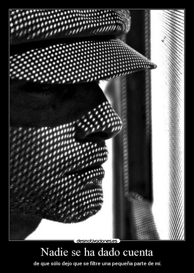 Nadie se ha dado cuenta - de que sólo dejo que se filtre una pequeña parte de mí.