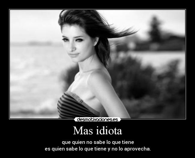 Mas idiota - que quien no sabe lo que tiene
es quien sabe lo que tiene y no lo aprovecha.