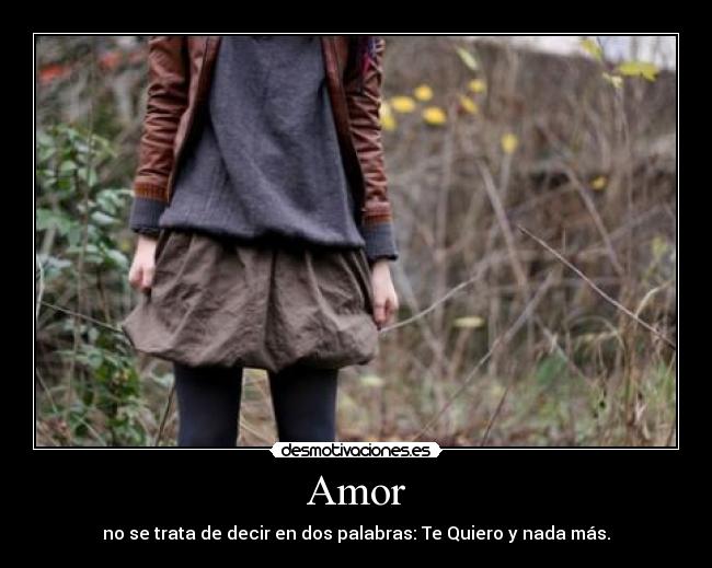 Amor - no se trata de decir en dos palabras: Te Quiero y nada más.