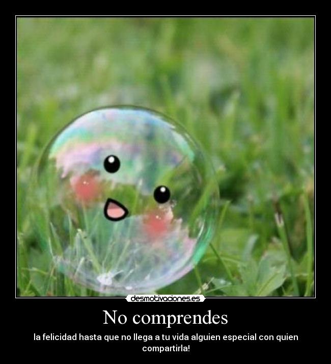No comprendes - la felicidad hasta que no llega a tu vida alguien especial con quien compartirla!