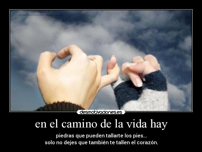 en el camino de la vida hay - piedras que pueden tallarte los pies...
solo no dejes que también te tallen el corazón.