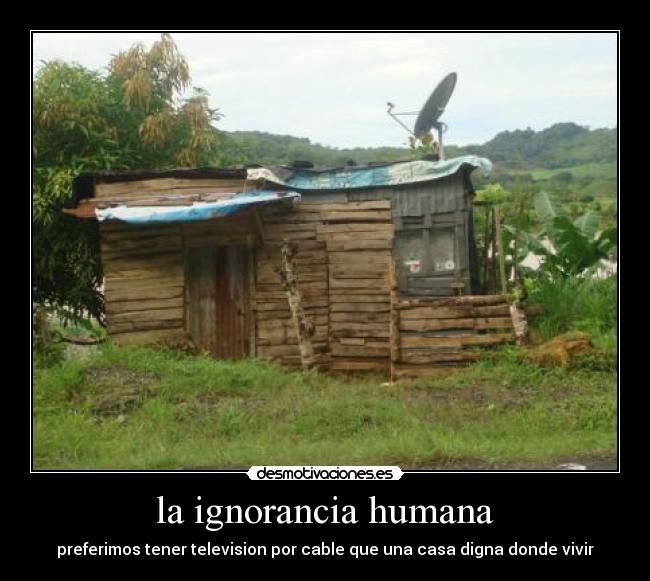 la ignorancia humana - preferimos tener television por cable que una casa digna donde vivir