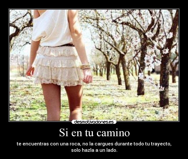 Si en tu camino - te encuentras con una roca, no la cargues durante todo tu trayecto,
solo hazla a un lado.