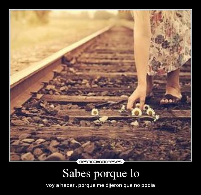 Sabes porque lo - voy a hacer , porque me dijeron que no podia