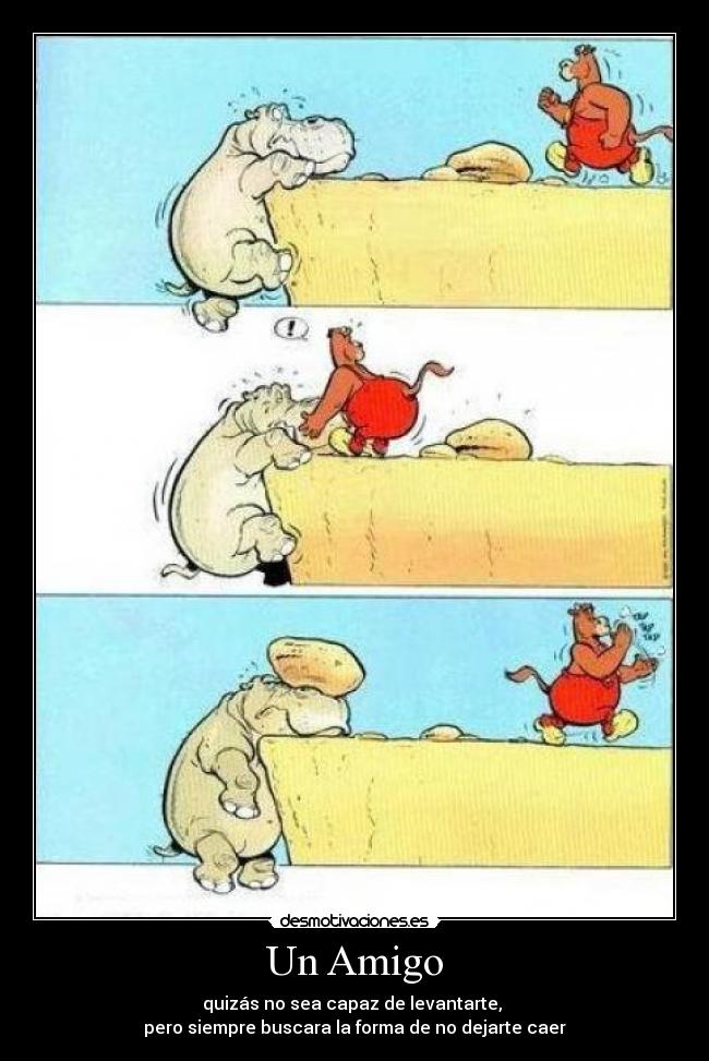 Un Amigo - quizás no sea capaz de levantarte,
pero siempre buscara la forma de no dejarte caer