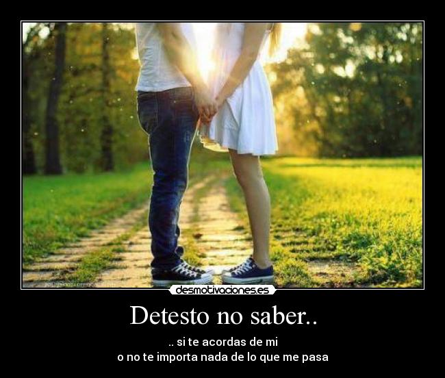 Detesto no saber.. - .. si te acordas de mi
o no te importa nada de lo que me pasa