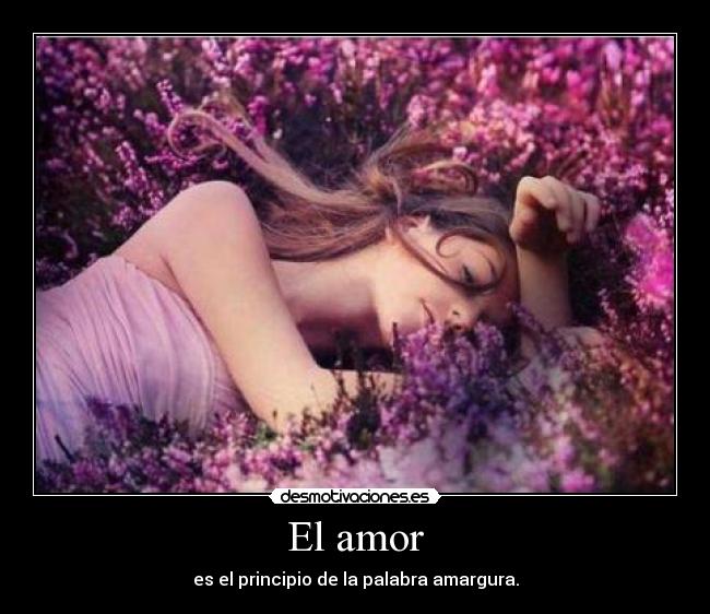 El amor - es el principio de la palabra amargura.