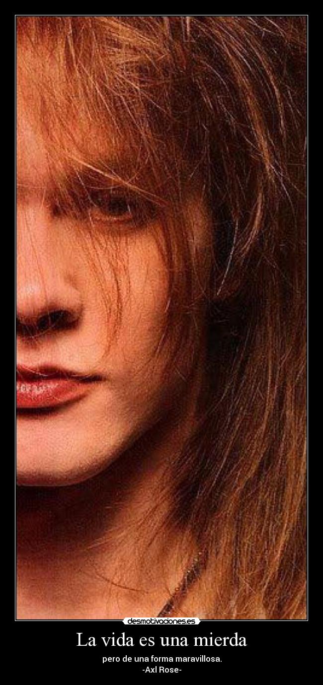 La vida es una mierda - pero de una forma maravillosa.
-Axl Rose-