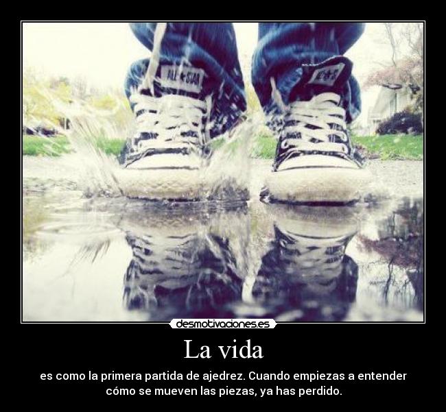 La vida - es como la primera partida de ajedrez. Cuando empiezas a entender
cómo se mueven las piezas, ya has perdido.