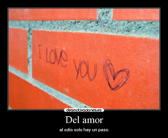 Del amor - al odio solo hay un paso.