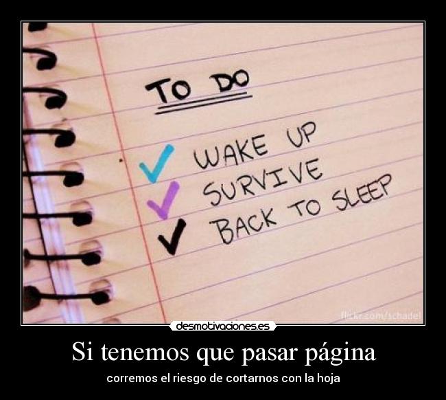 Si tenemos que pasar página -