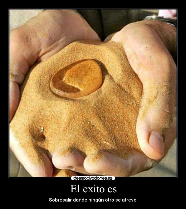 El exito es - Sobresalir donde ningún otro se atreve.