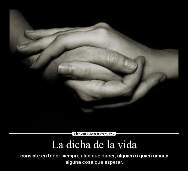 La dicha de la vida - consiste en tener siempre algo que hacer, alguien a quien amar y
alguna cosa que esperar.