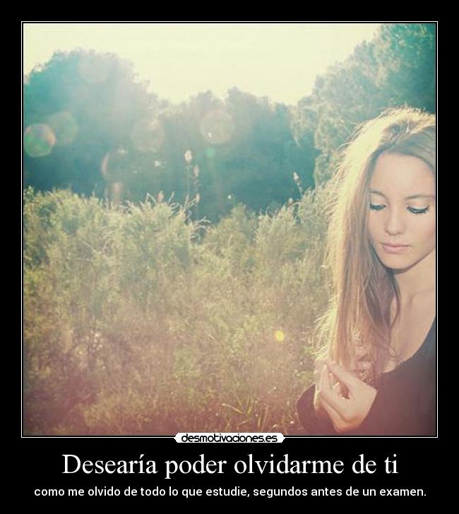 Desearía poder olvidarme de ti - como me olvido de todo lo que estudie, segundos antes de un examen.