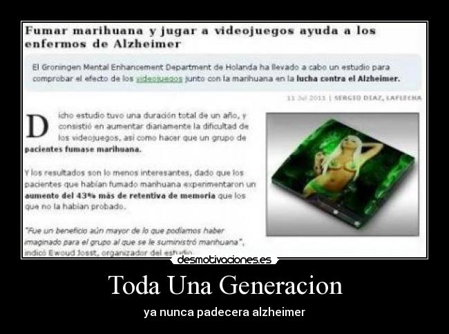 Toda Una Generacion - ya nunca padecera alzheimer