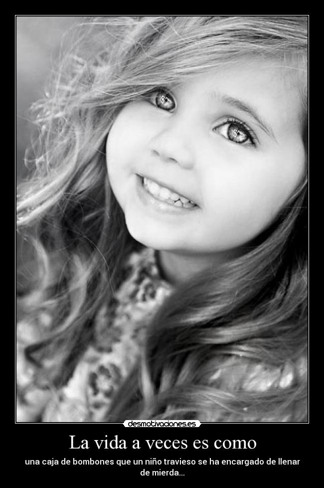 La vida a veces es como - una caja de bombones que un niño travieso se ha encargado de llenar de mierda...