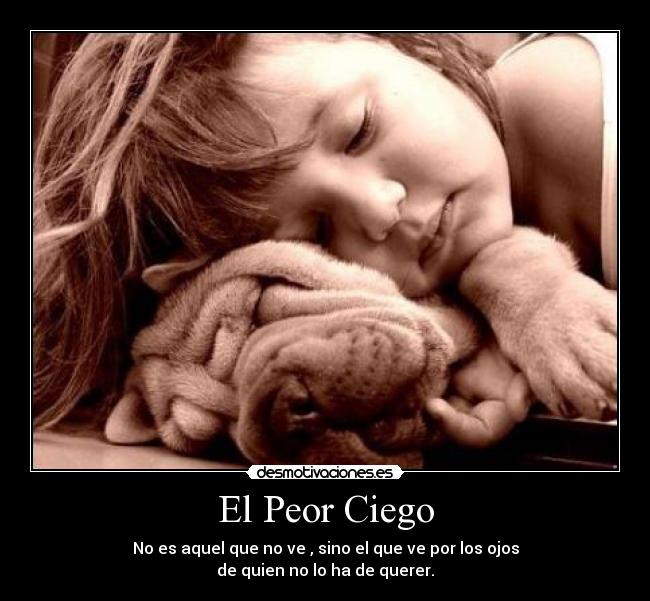 El Peor Ciego - No es aquel que no ve , sino el que ve por los ojos
de quien no lo ha de querer.