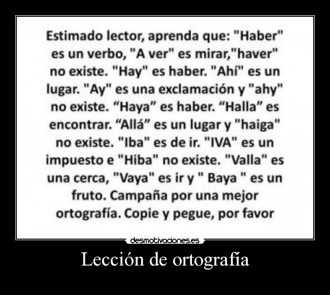 Lección de ortografía - 